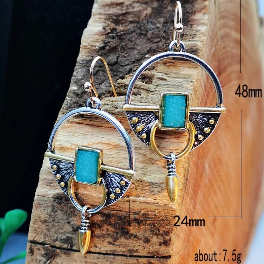 🎀Tribal Hollowed Out Round Bullet Drop Earrings - Picture 5 of 8